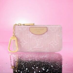🆕💗LOUIS VUITTON Monogram Key Pouch Wallet Gold-Tone Hardware • PINK DENIM • NWT